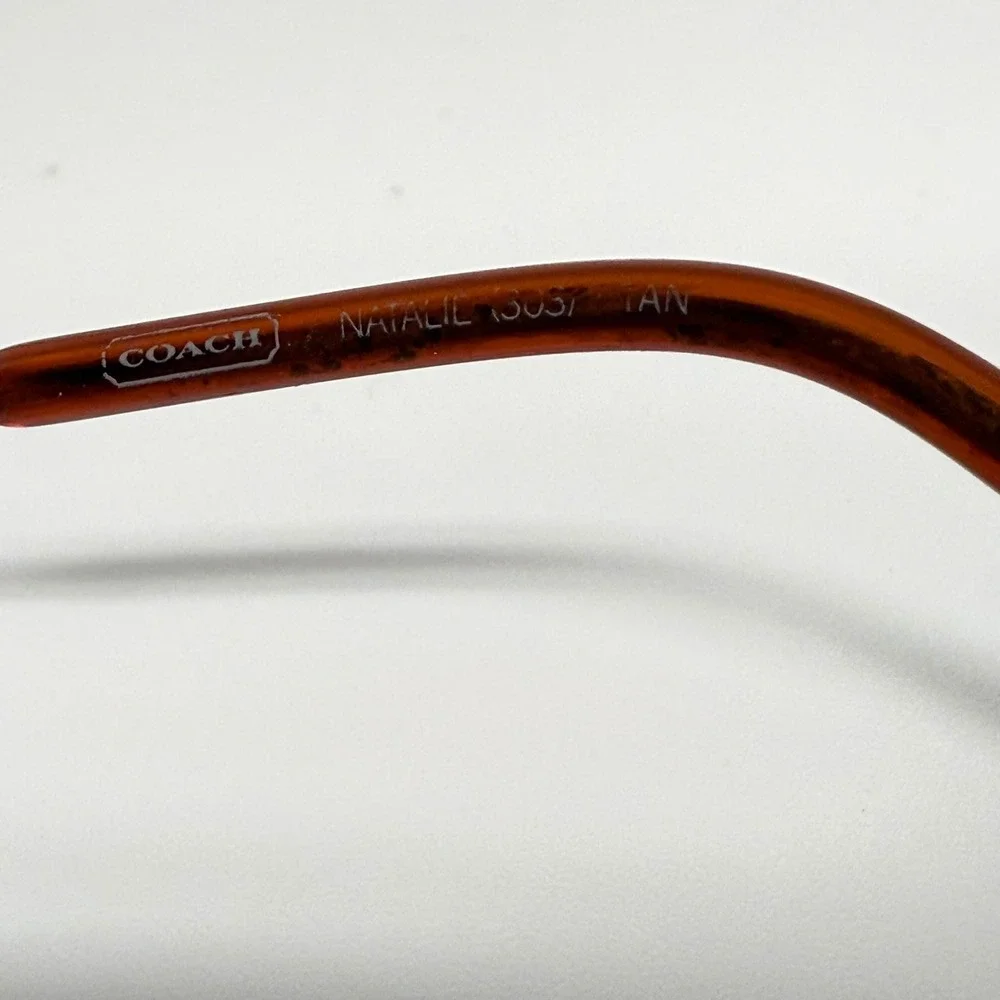 Coach Natalie 3037 Tan Bronze‎ Oval Semi Rimless Eyeglasses Frames Mens Womens